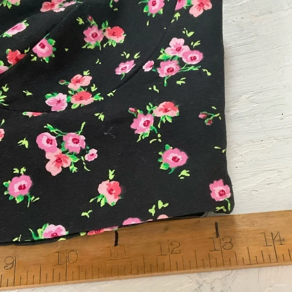 Zara Top Floral Crop‎ Bustier Black Pink Roses Viscose Corset Womens Size M NWT - Picture 9 of 10